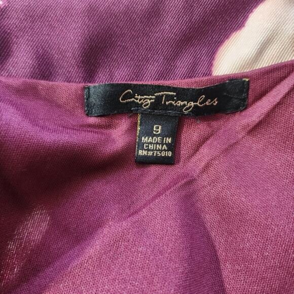City Triangle Purple Maroon Floral A-line Mini Flared Skirt Size 9 - Picture 5 of 6